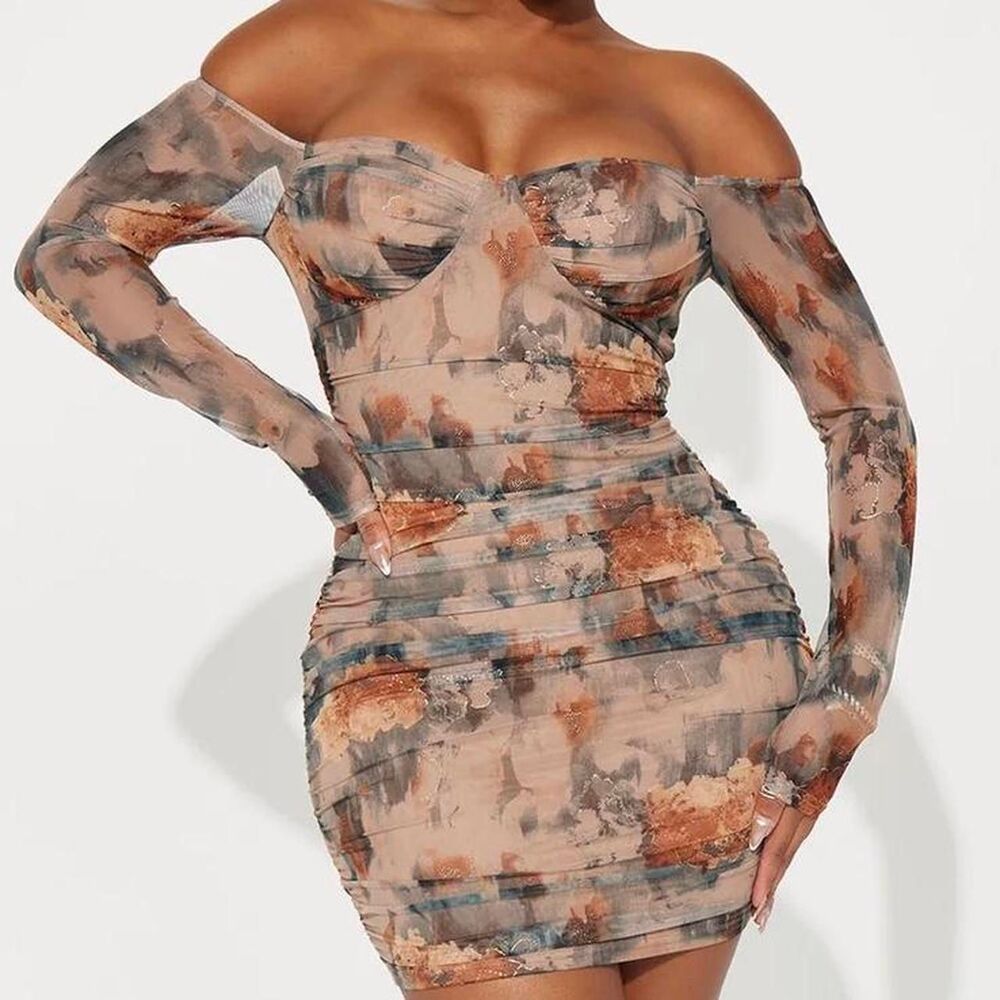 Fashion Nova Lilian Mesh Mini Dress 1X NWT